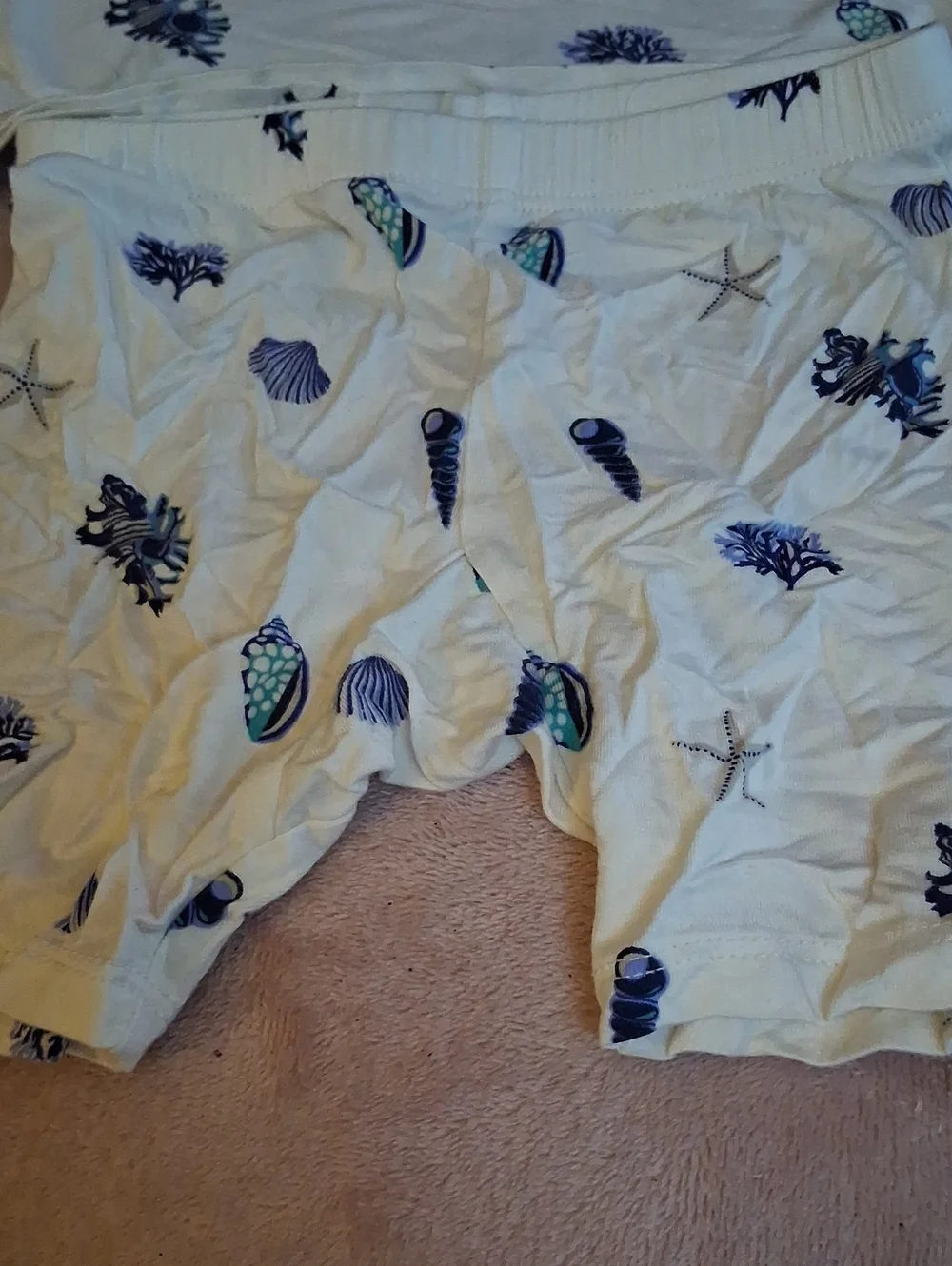 Kyte Baby Seashell Print Pajama Set in Light Cream and Blue